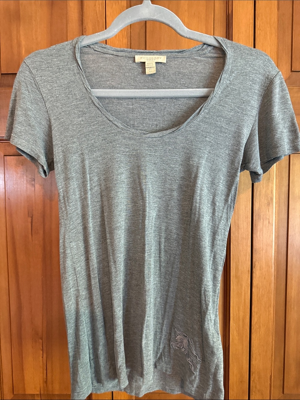 Burberry Heather Gray Scoop Neck Short Sleeve Tee